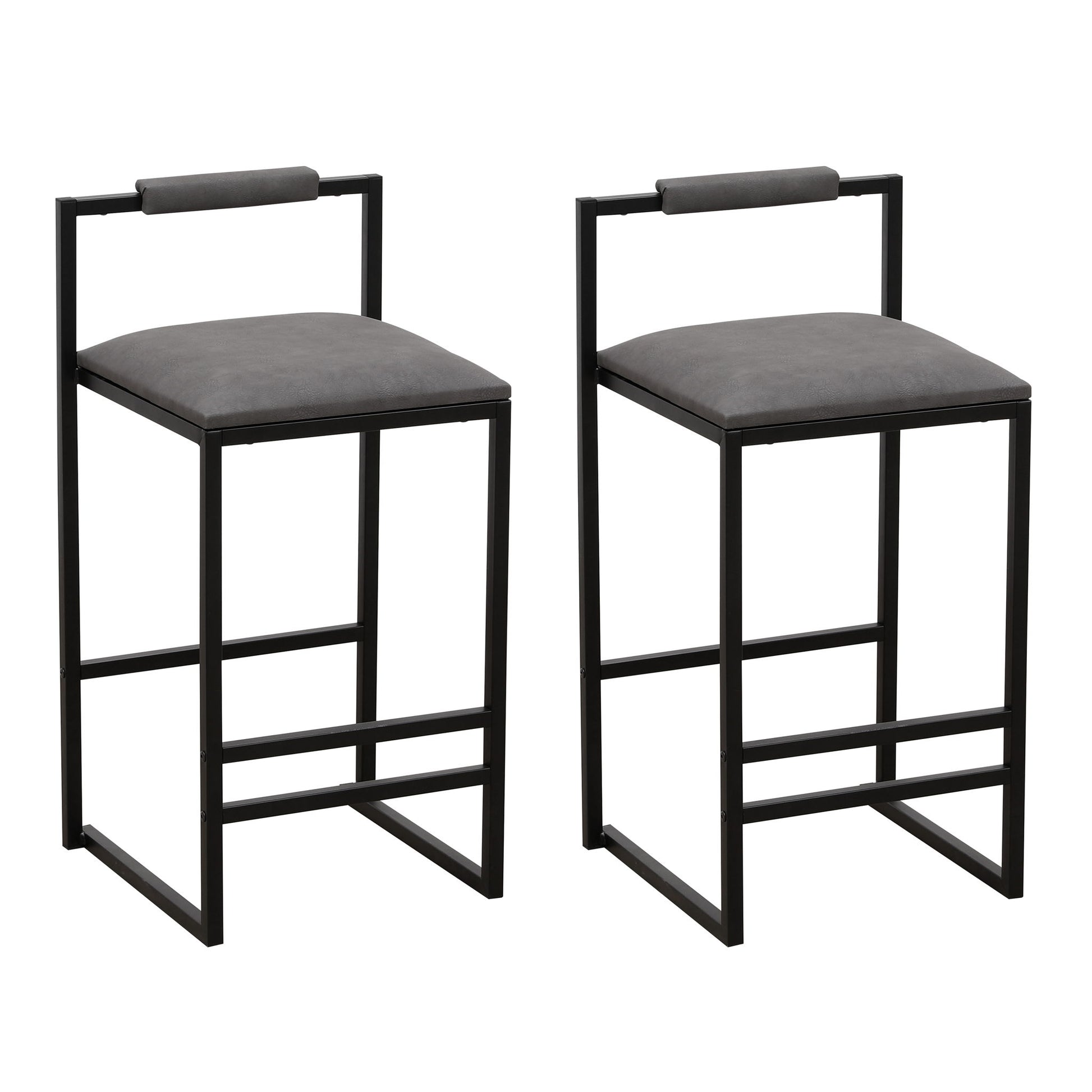 Elegant Bar Stool Set With Backrest And Footrest, Counter Height (Set of 2) Home Essentials