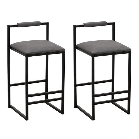 Elegant Bar Stool Set With Backrest And Footrest, Counter Height (Set of 2) Home Essentials