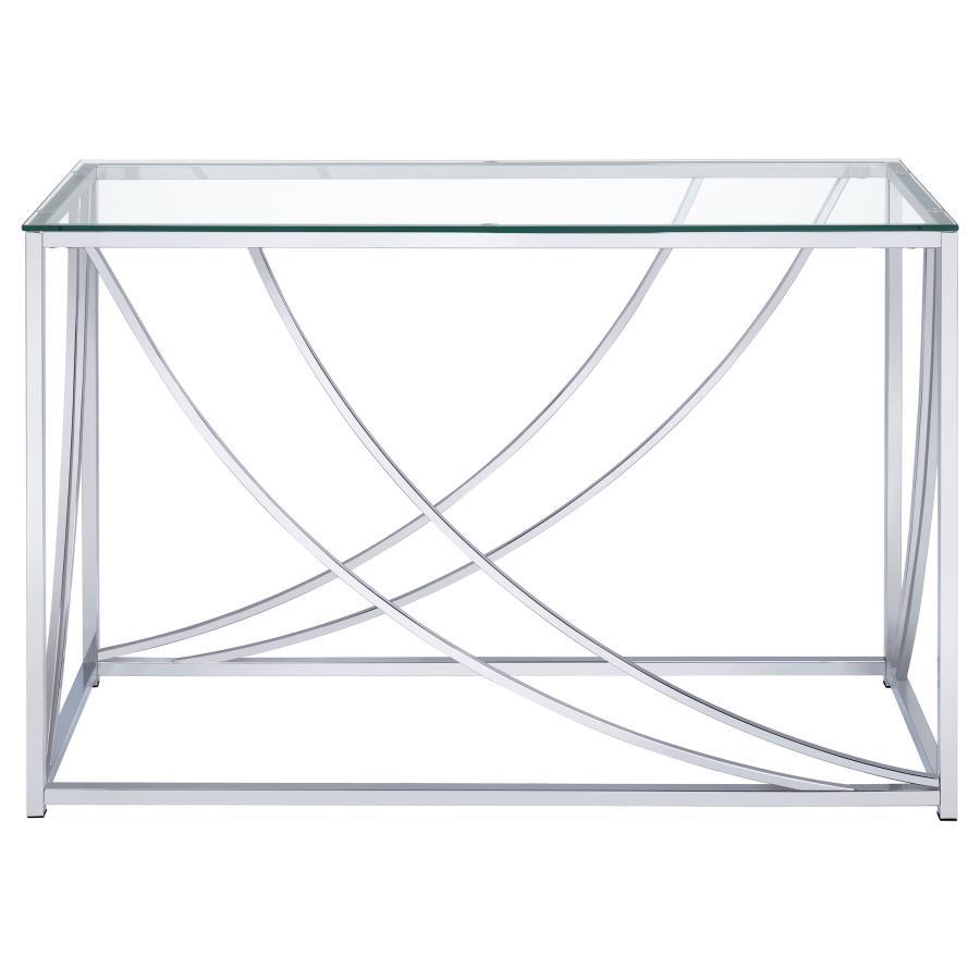 Lille - Glass Top Entryway Sofa Console Table Accents - Chrome