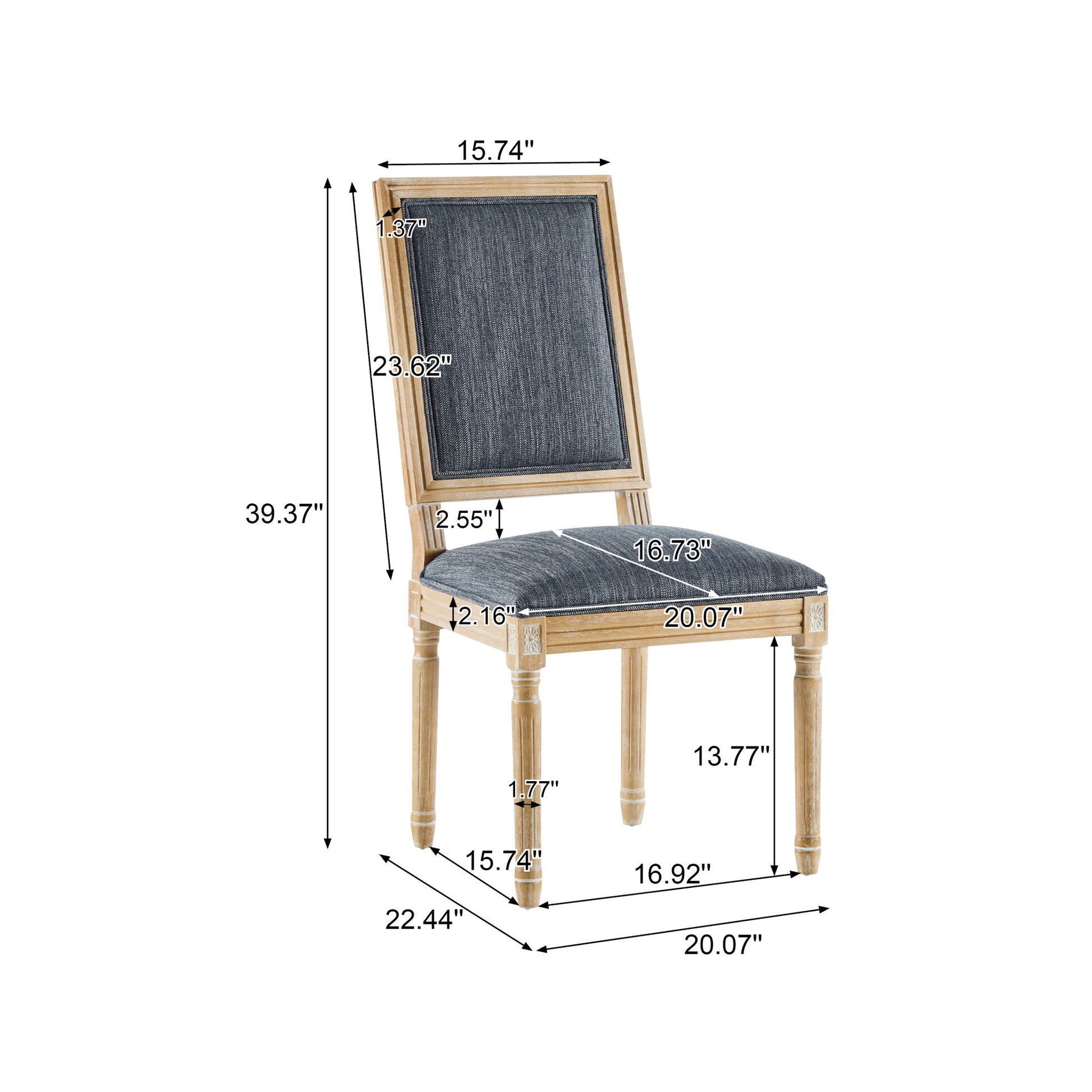 French Country Style Dining Chair With Upholstered Seating And Fluted Legs Noble House