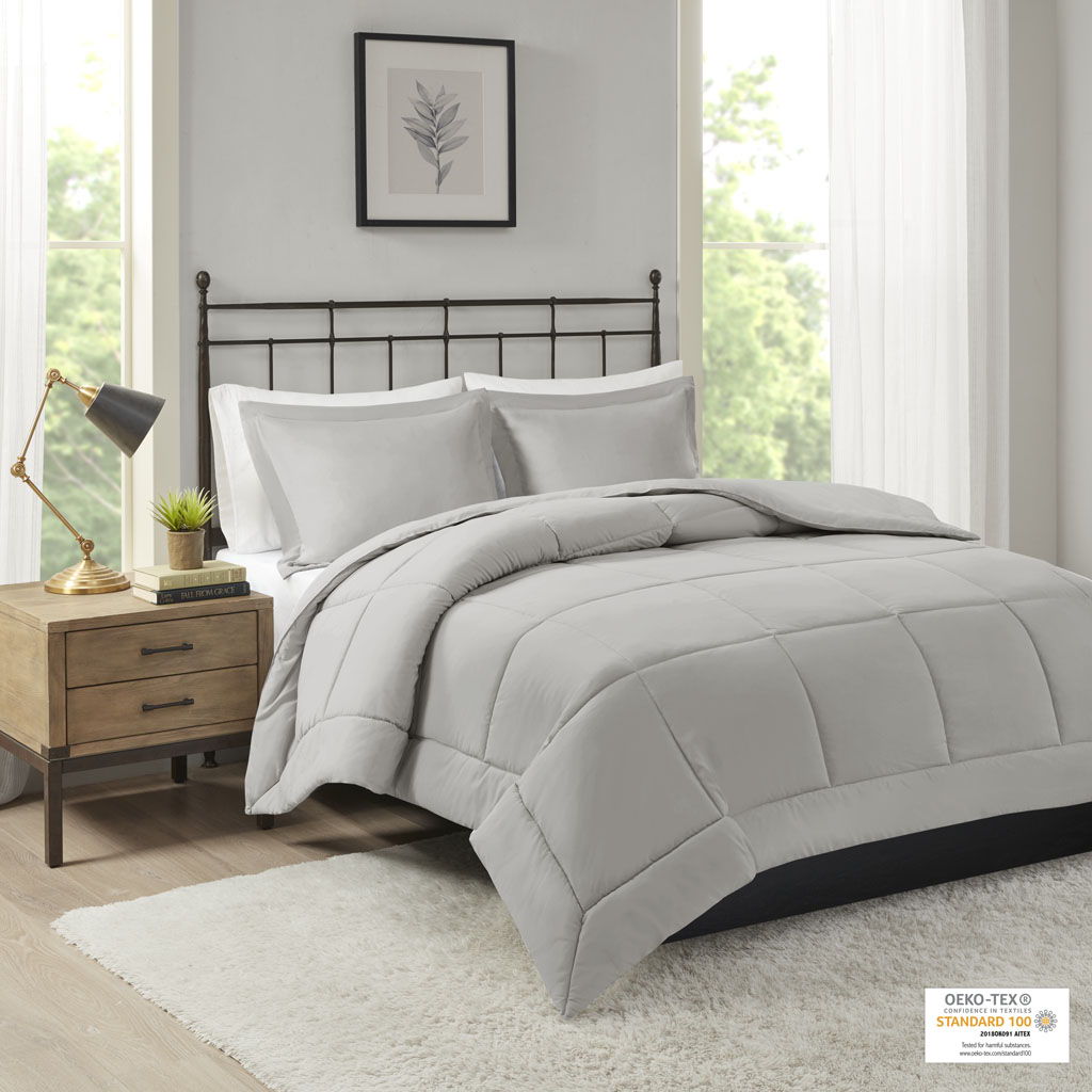 Sarasota - King Microcell Down Alternative Comforter Mini Set - Gray