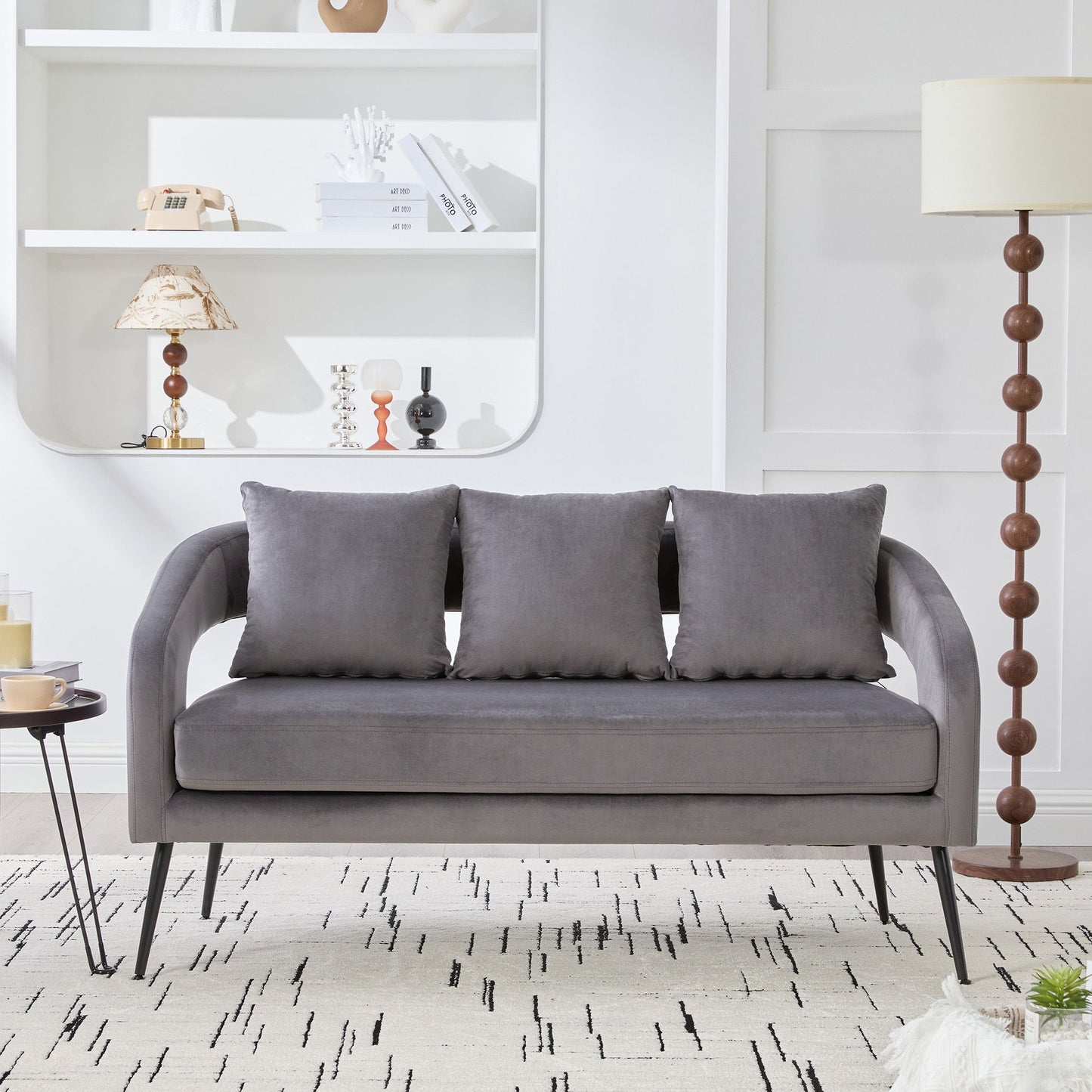 Open Back Loveseat Settee With 3 Pillows Home Essentials