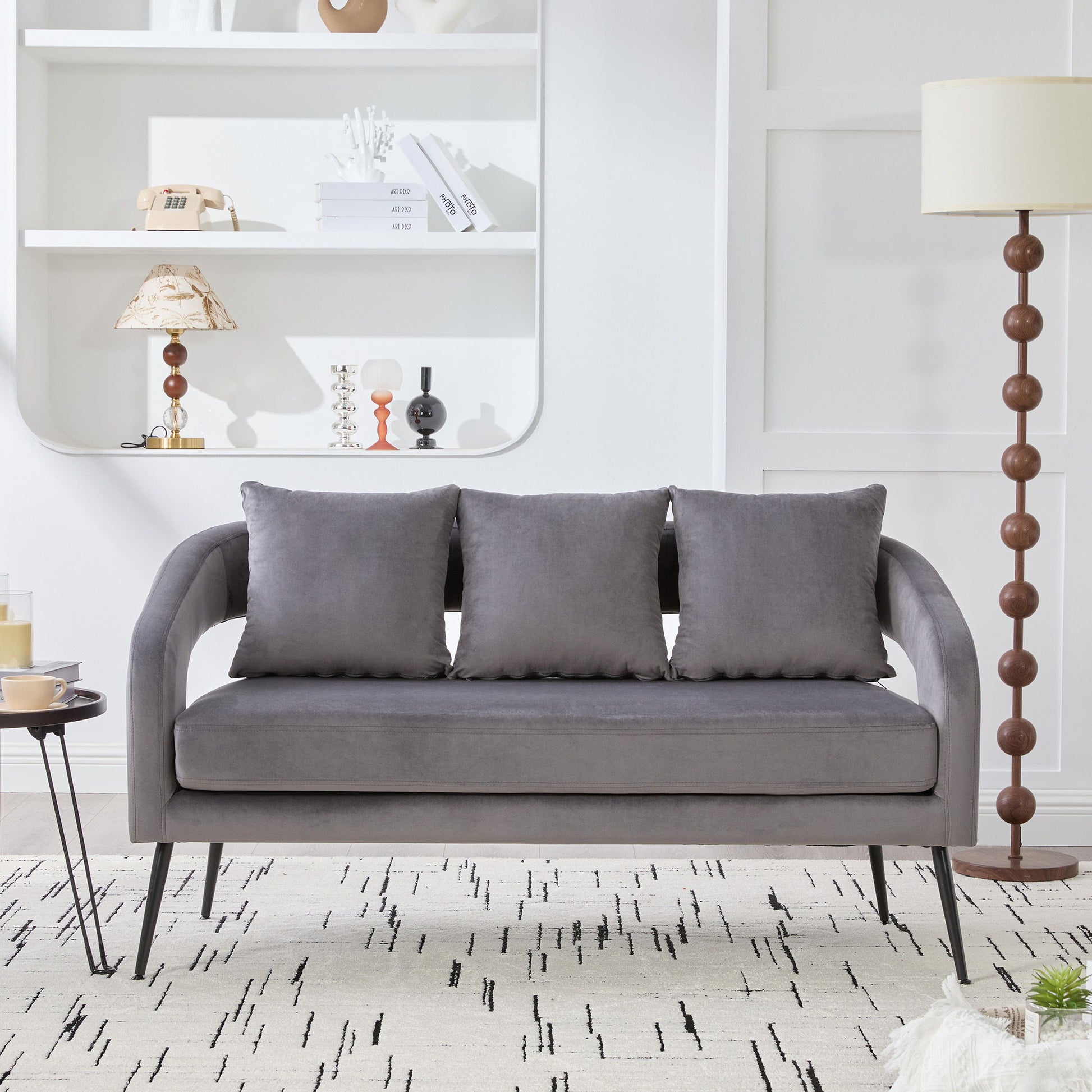 Open Back Loveseat Settee With 3 Pillows Home Essentials