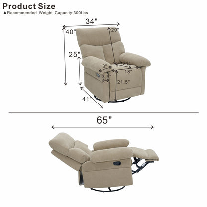 Swivel Rocker Recliner Chair With Manual Recline For Living Room Home Essentials