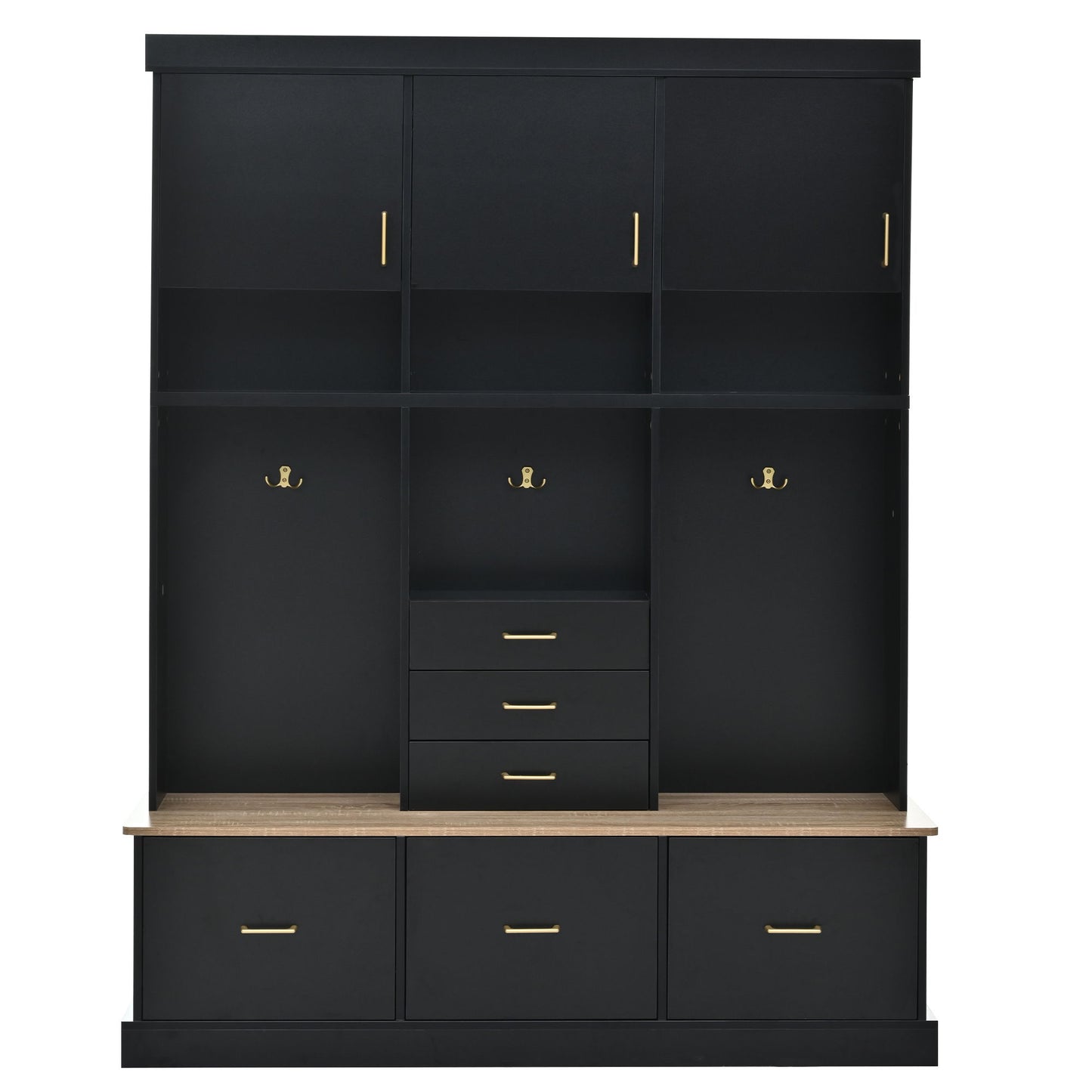 Entryway Hall Tree With Bench And Storage, 5 In 1 Coat Rack Hearth and Haven