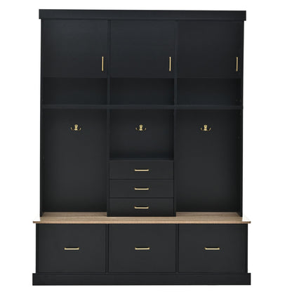 Entryway Hall Tree With Bench And Storage, 5 In 1 Coat Rack Hearth and Haven