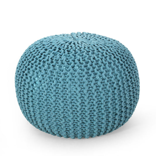 Moro - Knitted Cotton Round Pouf With Pumpkin Shape Noble House