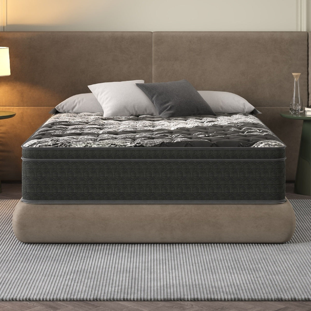 12" Medium Firm Euro Top Hybrid Mattress With Cooling Cover & Individual Coil Support Daily Nest