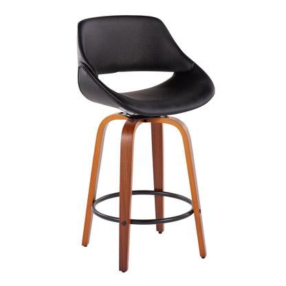 Fabrico - Mid Century Modern Fixed Height Counter Stool And Round Footrest (Set of 2) Lumi Source