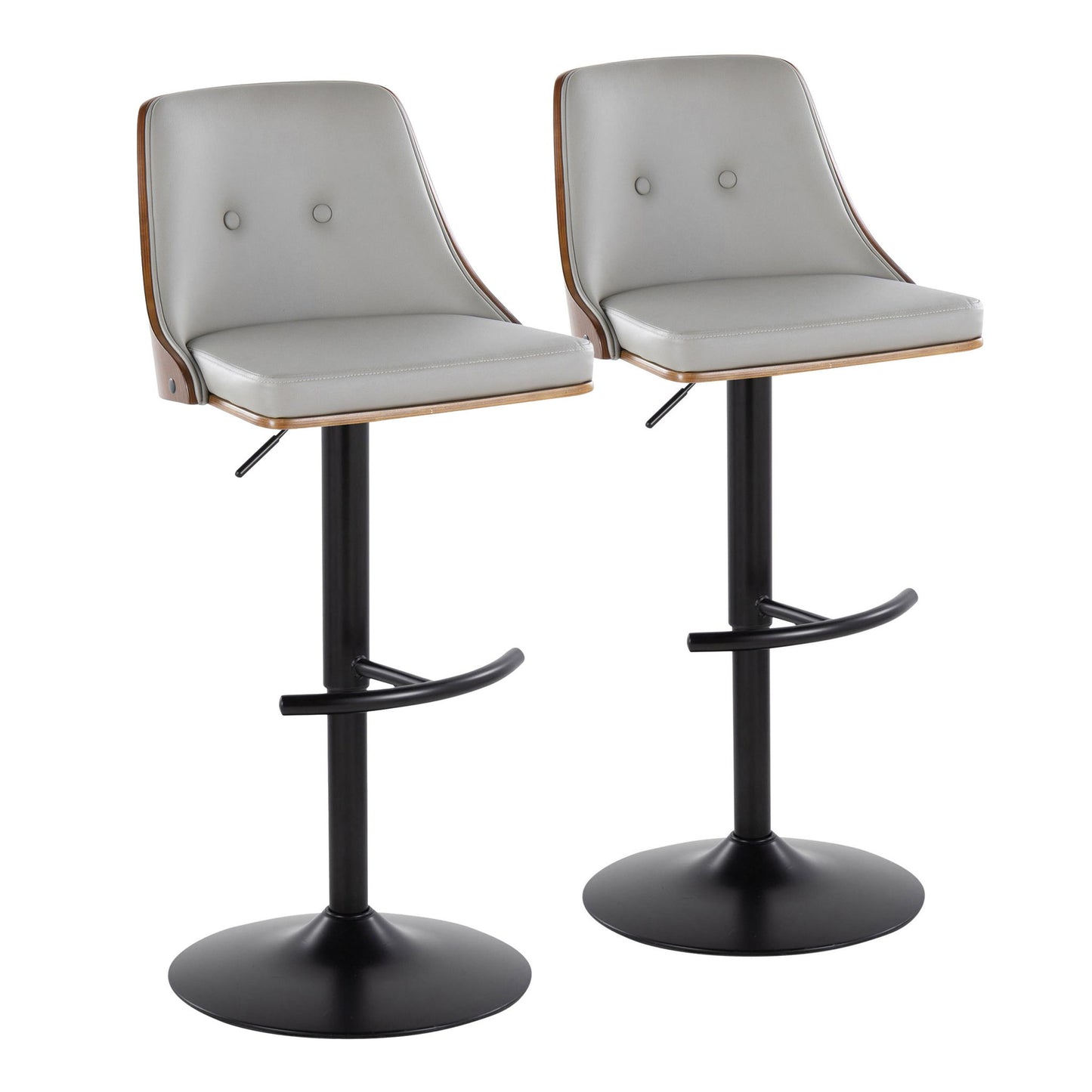 Gianna - Mid Century Modern Adjustable Barstool, Swivel With Rounded T Footrest (Set of 2) Lumi Source
