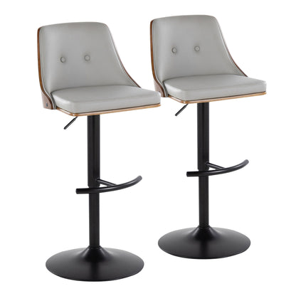 Gianna - Mid Century Modern Adjustable Barstool, Swivel With Rounded T Footrest (Set of 2) Lumi Source