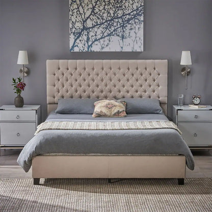 Cumulus - Fully Upholstered Fabric Queen Bed Set - Ivory Noble House