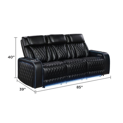 Electra - Power Reclining Sofa With Power Headrests, Drop Down Table, Reading Light, Massage, LED Lighting And USB Control Matrix Furniture Group