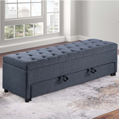 Storage Ottoman With Tufted Seat And Underseat Drawer Home Essentials