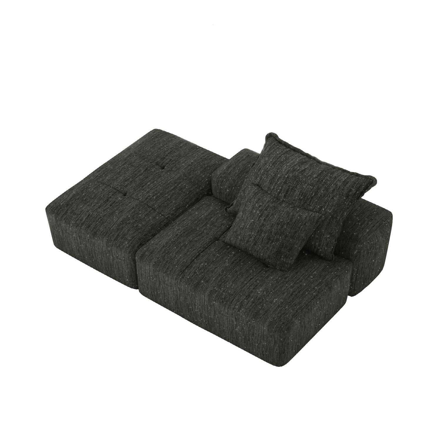 Modern Oversized Modular Sectional Sofa, Sparkling Fabric Soft Cushions With 2 Pillows Home Essentials