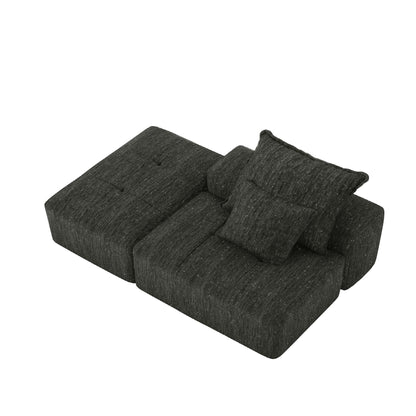 Modern Oversized Modular Sectional Sofa, Sparkling Fabric Soft Cushions With 2 Pillows Home Essentials