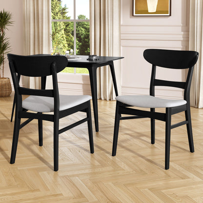 Mid Century Dining Chairs With Cushioned Seats And Wood Frame (Set of 2) Noble House