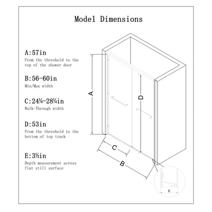 Aluminum Frame Double Double Soft Close Shower Door, Tempered Glass And Dual Stainless Steel Handles Daily Nest