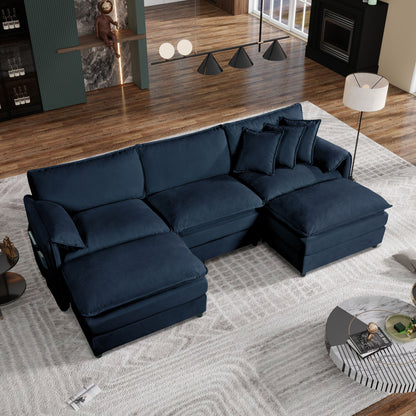 Modern Comfy Deep Seat Modular Sectional Sofa Cloud Couch With Ottoman Home Essentials