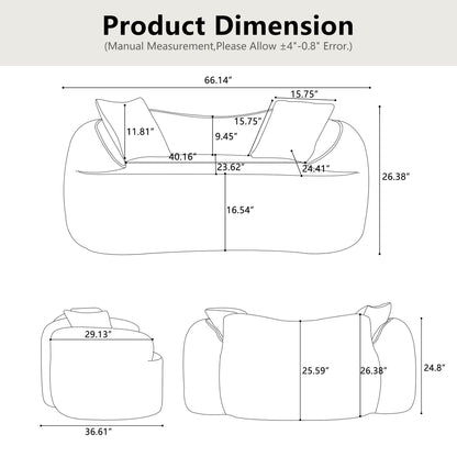 Curved 2 Person Compress Sofa With Armrests, Includes Pillows Home Essentials