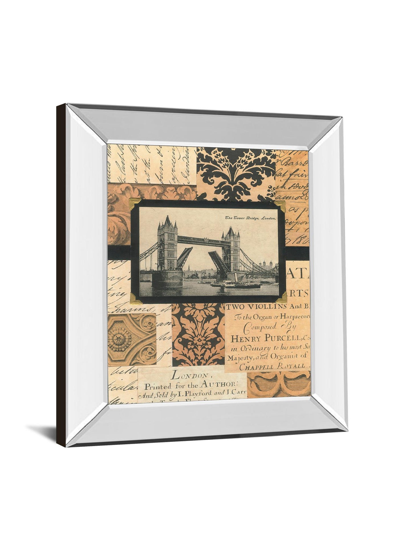 Travel Collage Il By Gillian Fullard Mirror Framed Print Wall Art - Beige