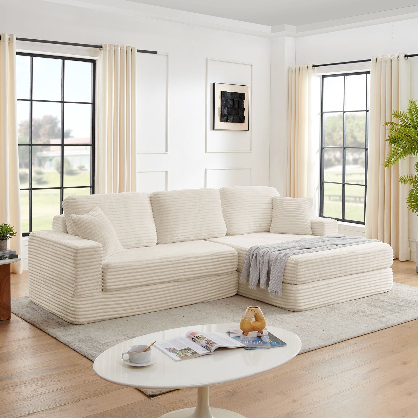 Modern Minimalist L Shape Modular Sectional Sofa, Couch Home Essentials