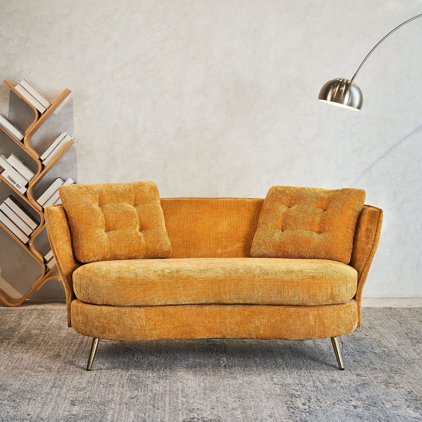 Loveseat Sofa, Upholstered Couch With Metal Legs