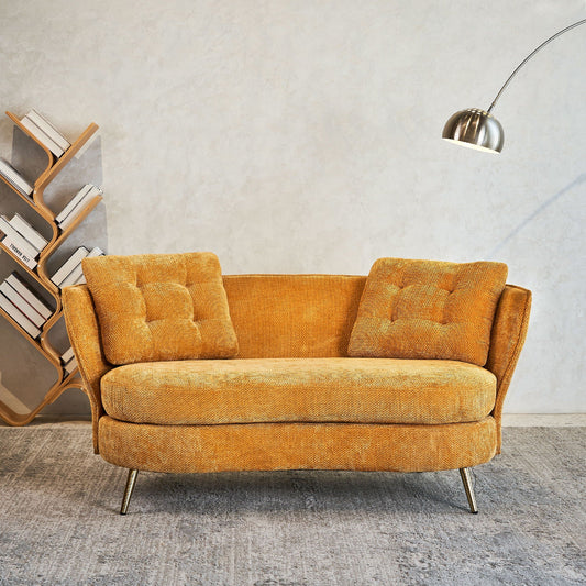 Loveseat Sofa, Upholstered Couch With Metal Legs Home Essentials