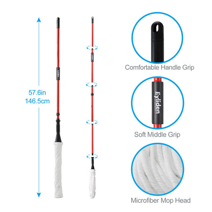 Ultra Fine Fiber Twist Mop With 57.5 Inch Long Handle For Dry And Wet Floor Cleaning - Red Daily Nest