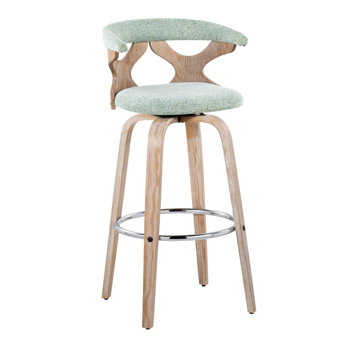 Gardenia - Contemporary Fixed Height Barstool With Swivel With Round Footrest (Set of 2) Lumi Source