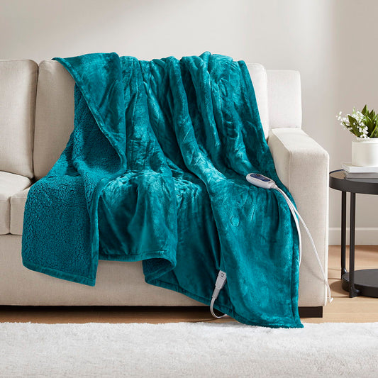 Heated Microlight to Berber - Throw - Teal Beautyrest