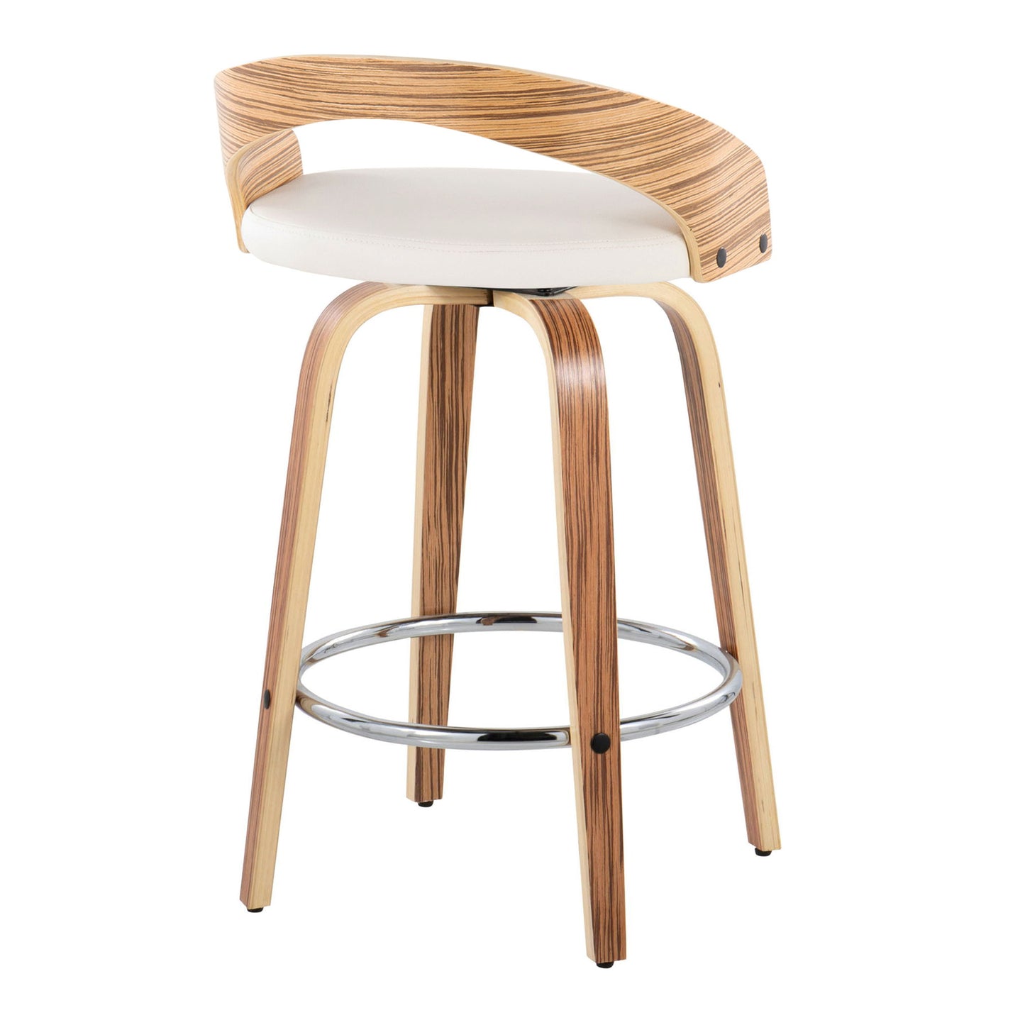 Grotto - Mid Century Modern Fixed Height Counter Stool With Swivel With Round Footrest (Set of 2) Lumi Source