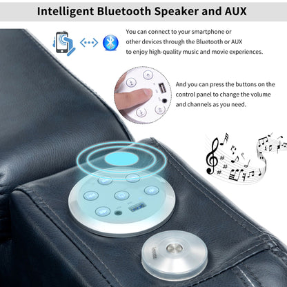 Power Recliner Theater Chair With Cooling Cup Holder, Bluetooth Speaker, LED Lights, USB Ports Hearth and Haven