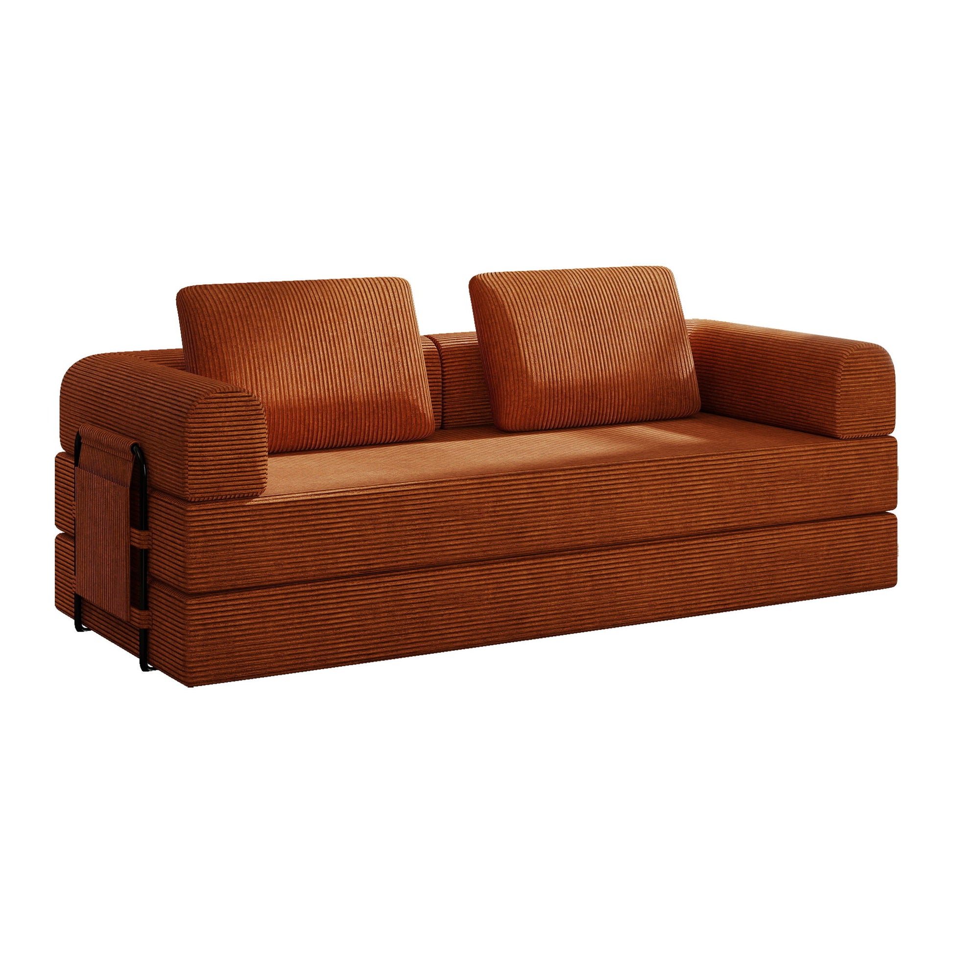 Convertible Sleeper Sofa Bed With Cylindrical Pillow, Fixed Shape Frame Home Essentials