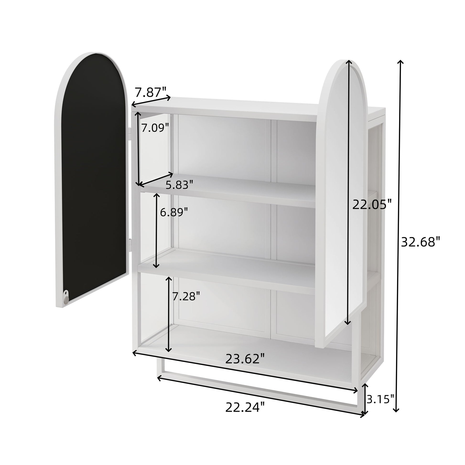 Double Arched Mirror Wall Cabinet With 2 Doors, Featuring Adjustable Shelves And Towel Rack Daily Nest