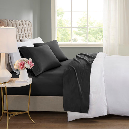 600 Thread Count - 4 Piece California King Cooling Blend Sheet Set - Black Beautyrest
