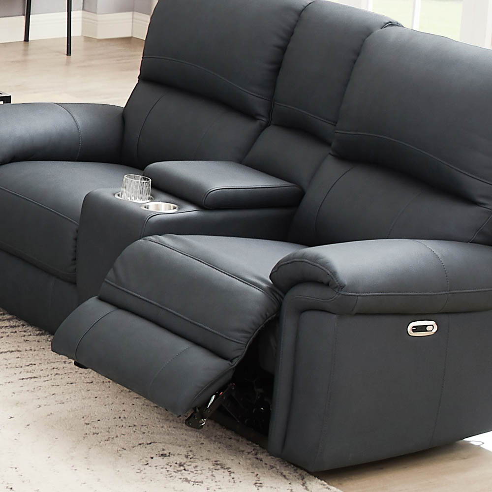 Monica - Power Zero Gravity Reclining Loveseat With Console - Gunmetal