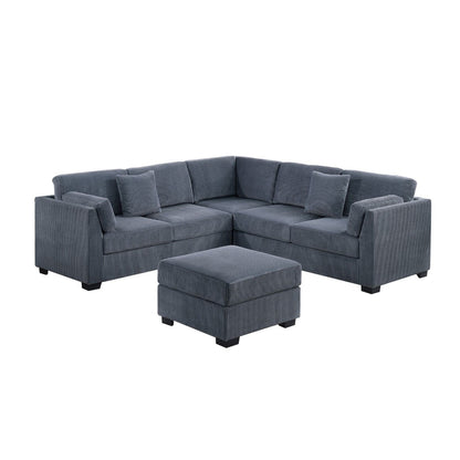 Contemporary L - Sectional Sofa Set With Ottoman And Pillows Home Essentials