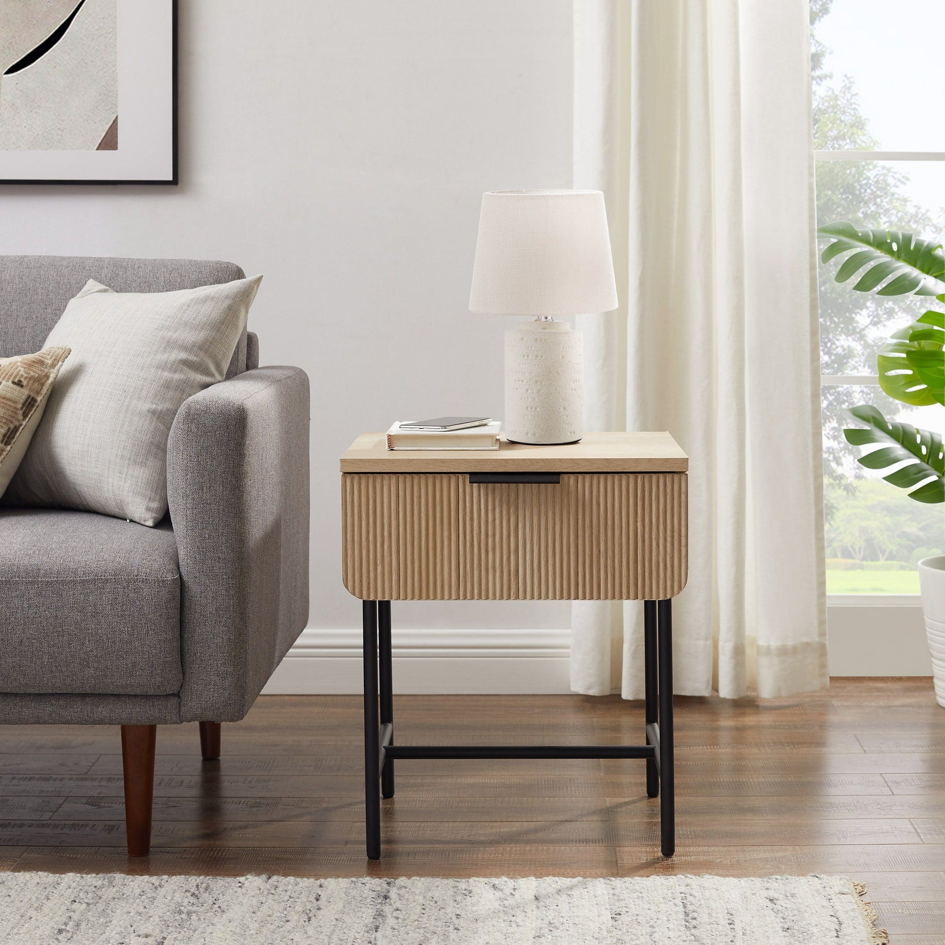 Modern Fluted Door Minimalist Side Table Walker Edison