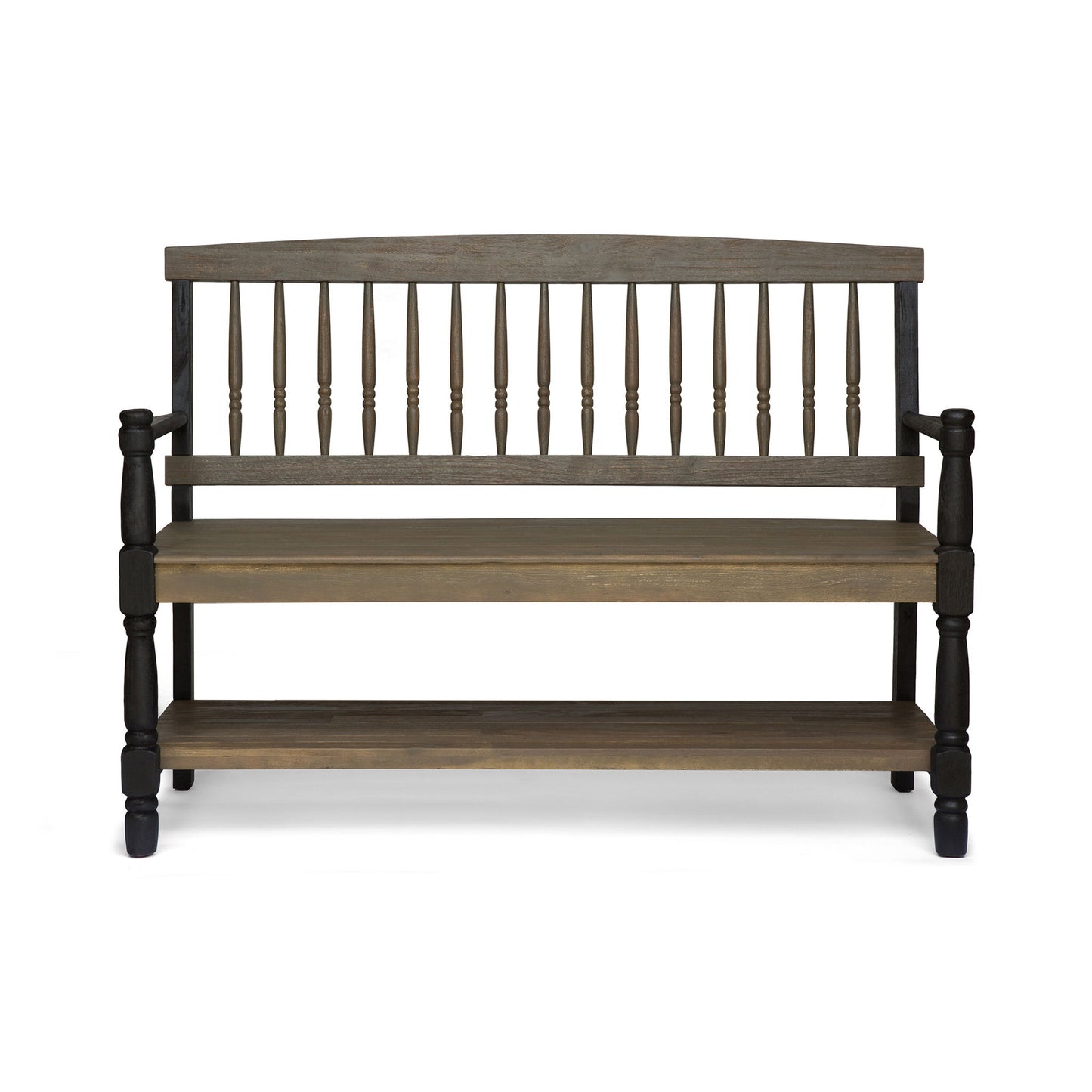 Slatted Bench With Built In Shelf Noble House