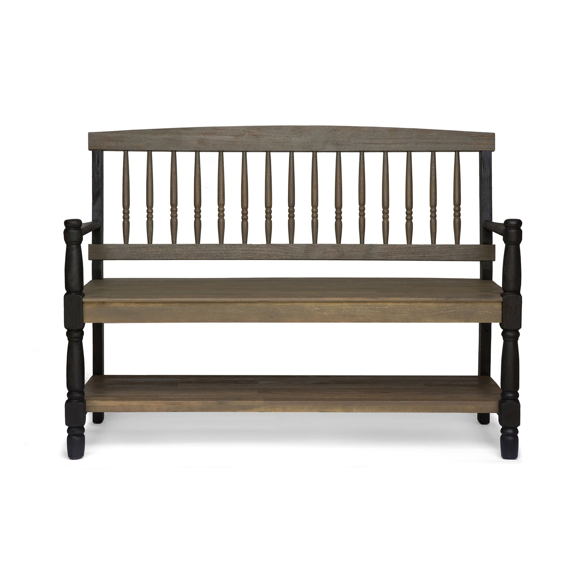 Slatted Bench With Built In Shelf Noble House