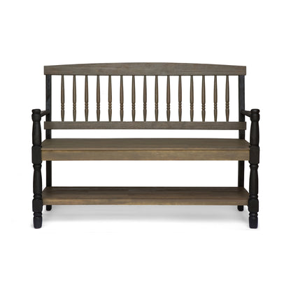 Slatted Bench With Built In Shelf Noble House