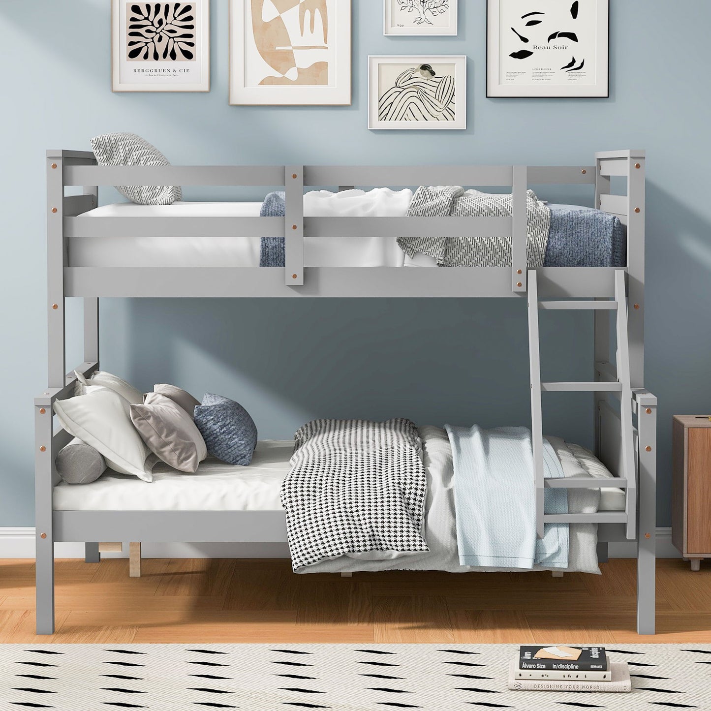 Bunk Bed With Ladder And Safety Guardrail Hearth and Haven