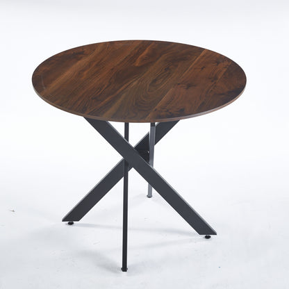 Mid-Century Dining Table For 4 - 6 People With Round MDF Table Top, Pedestal Dining Table, End Table Leisure Coffee Table, Cross Leg