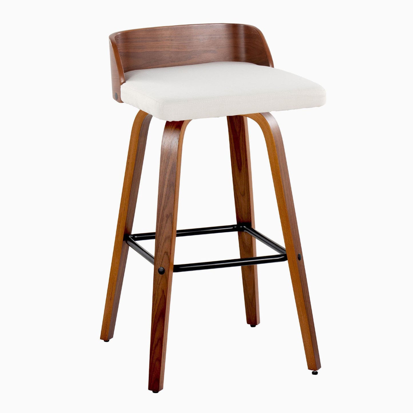 Maya - Mid Century Modern Fixed Height Barstool With Swivel And Square Footrest (Set of 2) Lumi Source