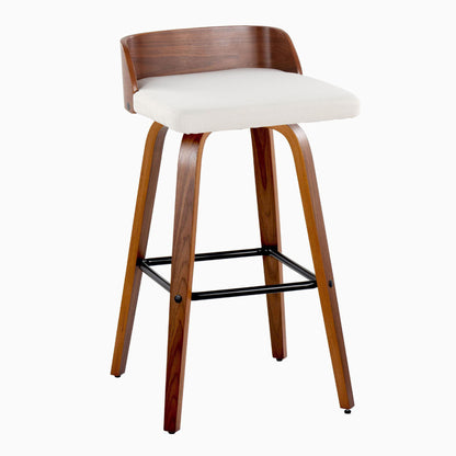 Maya - Mid Century Modern Fixed Height Barstool With Swivel And Square Footrest (Set of 2) Lumi Source