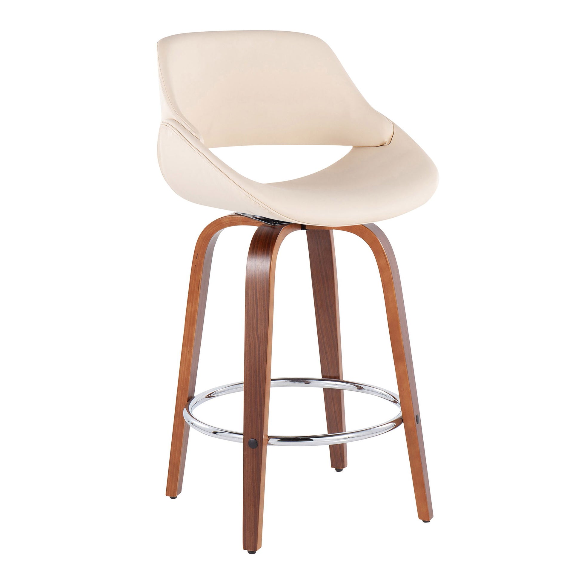 Fabrico - Mid Century Modern, Fixed Height Counter Stool With Round Footrest (Set of 2) Lumi Source