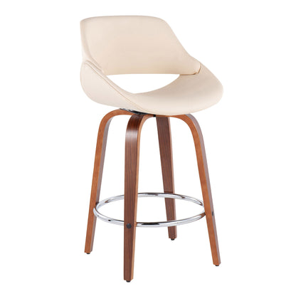 Fabrico - Mid Century Modern, Fixed Height Counter Stool With Round Footrest (Set of 2) Lumi Source