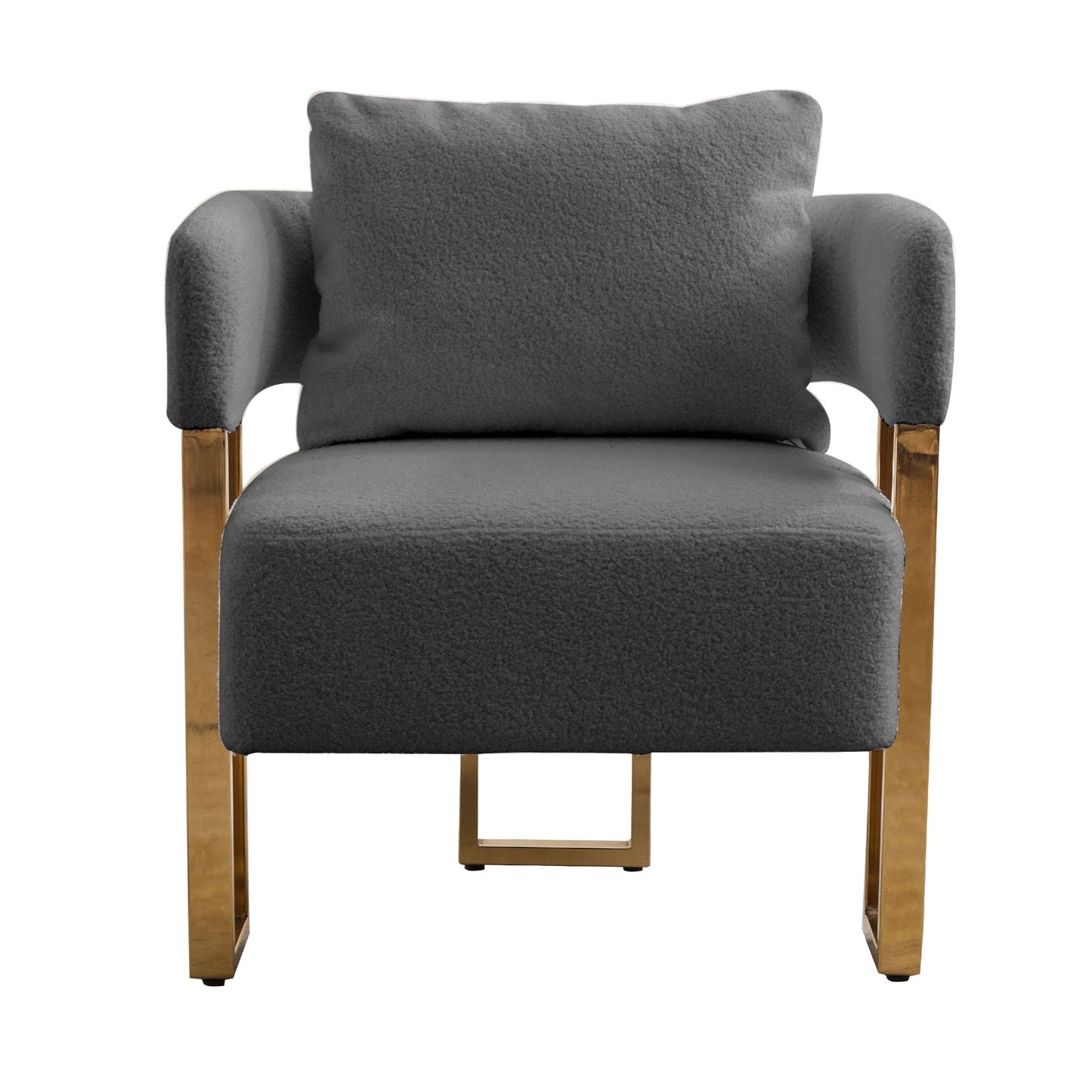 Modern Decorative Chair Teddy Fleece Upholstered And Metal Foot Home Essentials