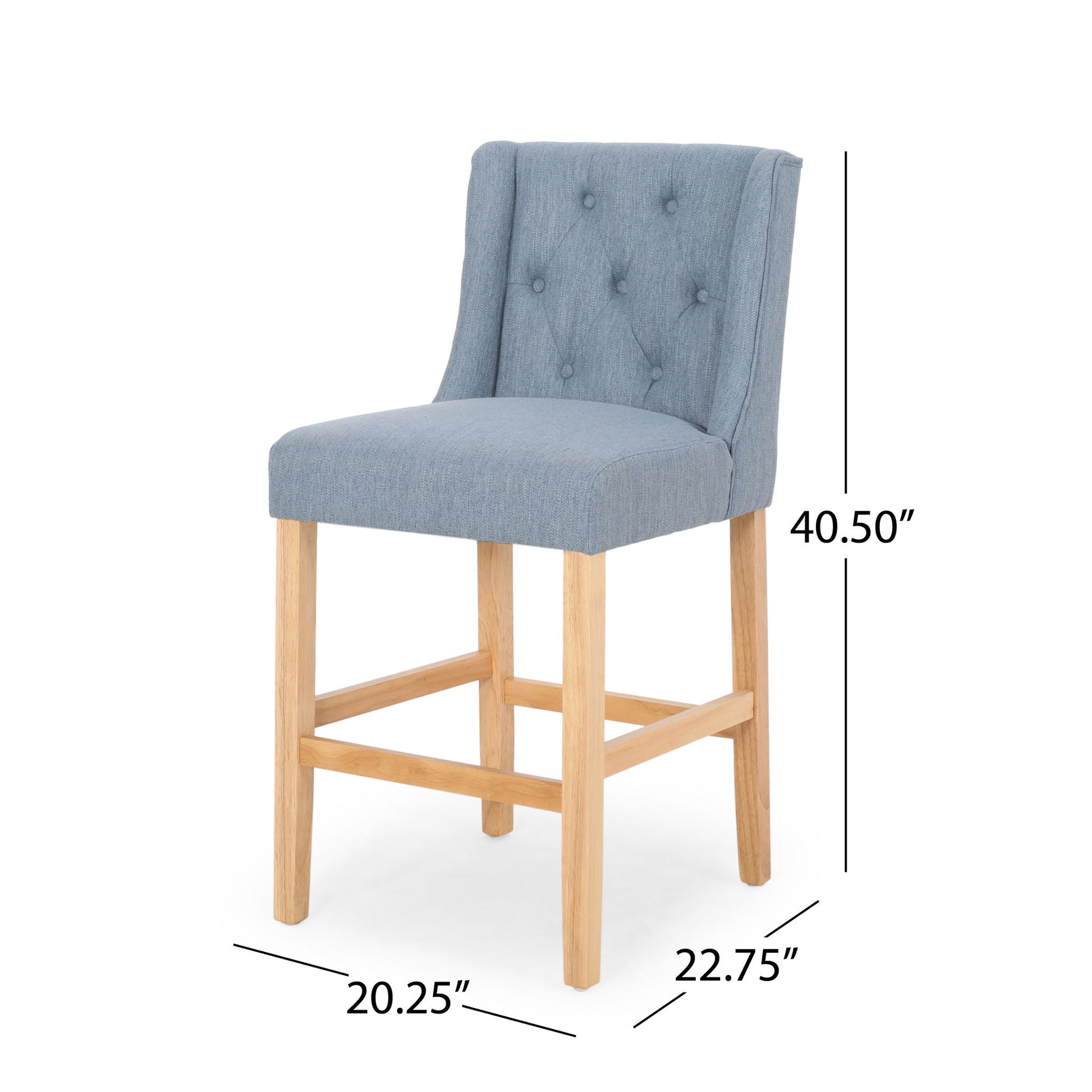 Vienna - Contemporary Fabric Tufted & Wingback Counter Stools (Set of 2) Noble House